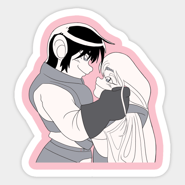 parn and deedlit embracing black and white version Sticker by Aat8 